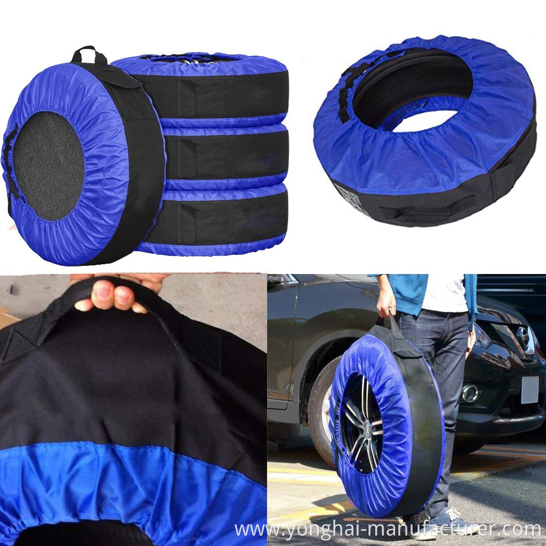 4Pcs 30inch Tire Cover with 4 Pcs Wheel Felts Heavyweight Spare Tire Protection Tote Covers Seasonal Tire Storage Bag for Car